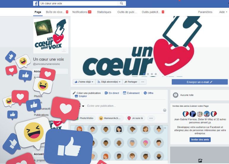 Ouverture de la page Facebook et du site Internet